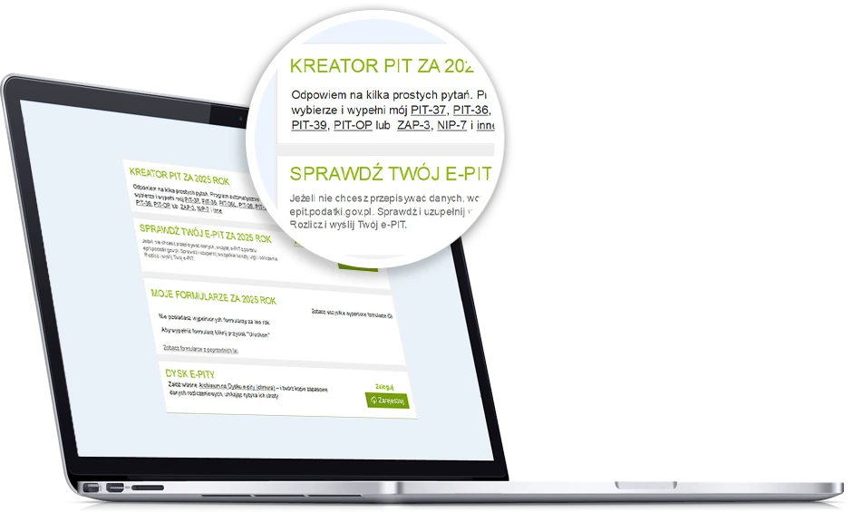Program PIT na laptopie